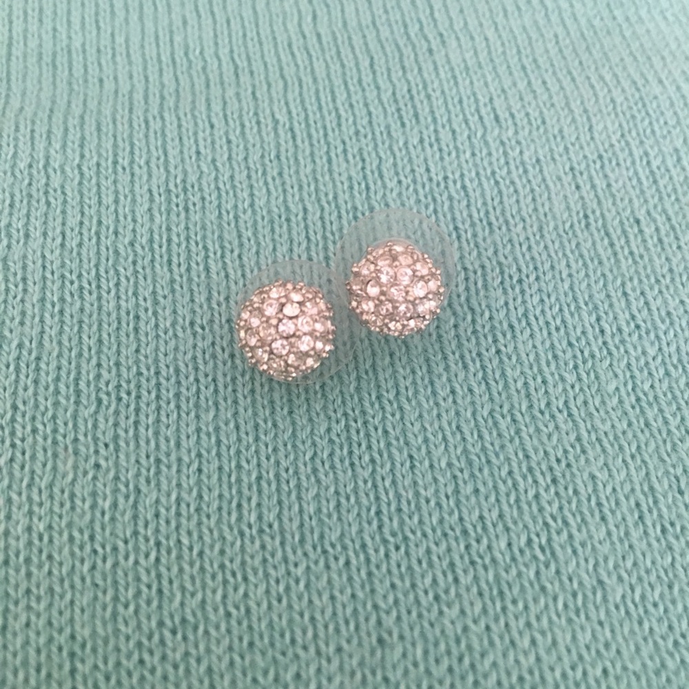Faux diamond encrusted stud earrings.